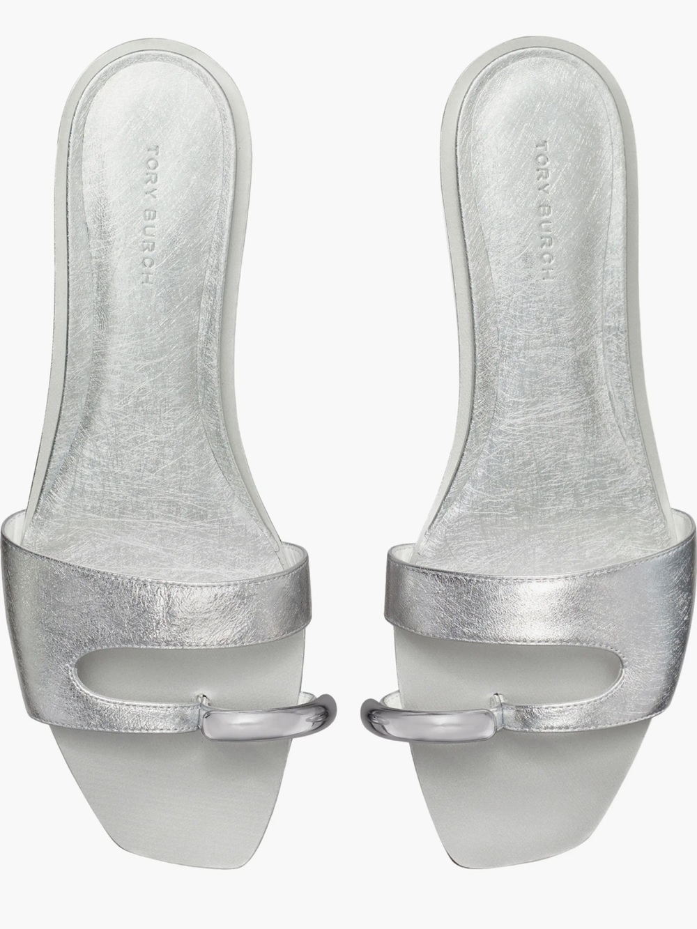 Tory Burch Pierced Slide Sandal in Bright Silver